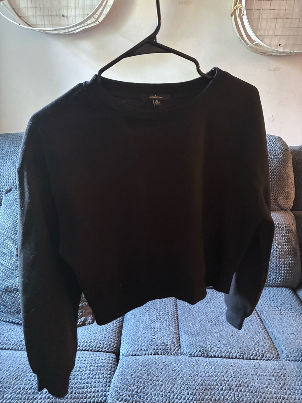 Ambiance Black Crewneck Cropped Sweater